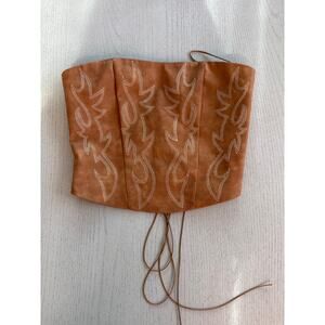 Tic Toc Western Boot Stitch Corset Crop Tube Top Cowgirl Country Cuntry
